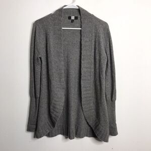 Saks Fifth Avenue Womens Gray Cashmere Open Front Cardigan Sweater Size Small